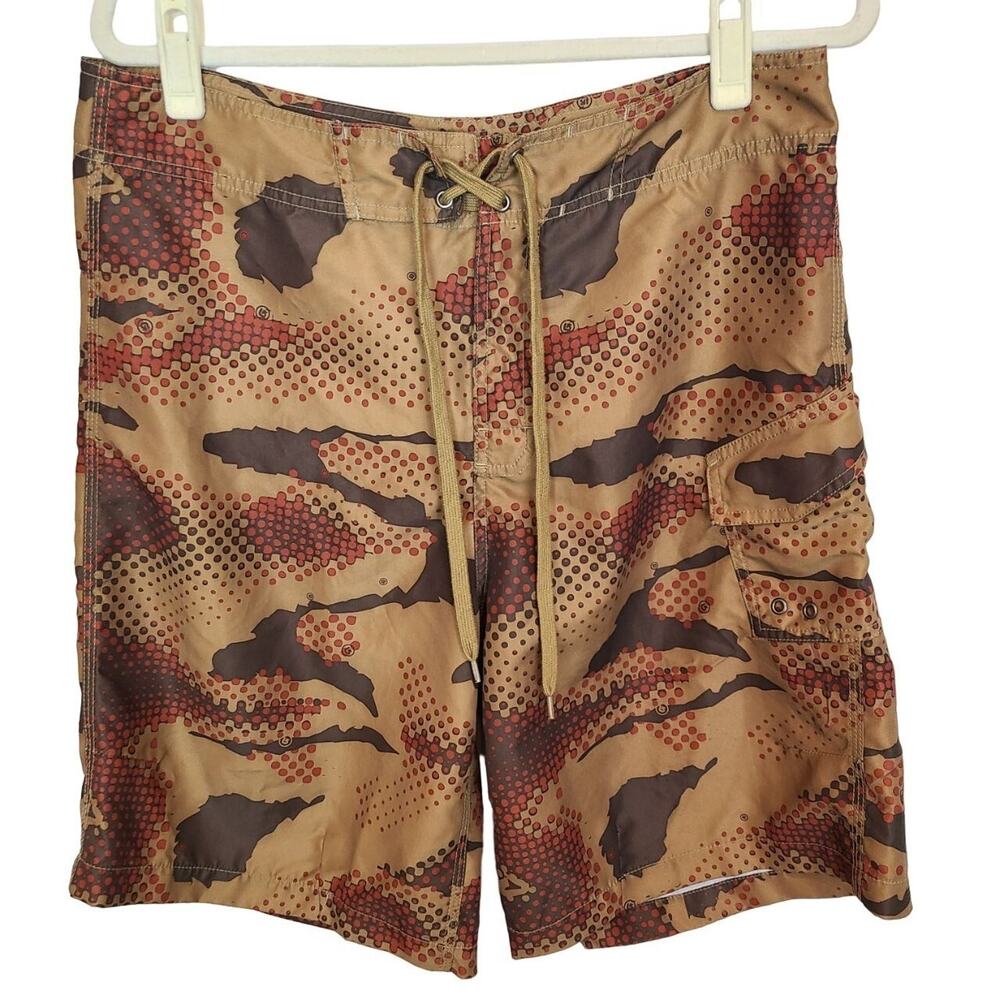 Burton Mens Brown Camouflage Apres Board Shorts Size M Swim Trunks Beach Travel